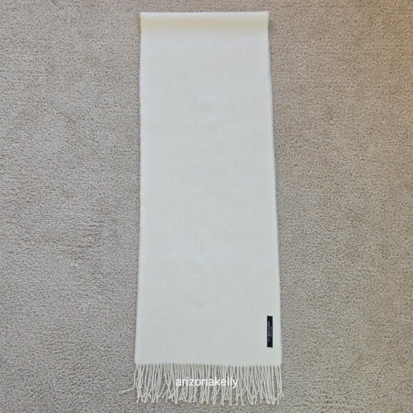NWOT 100% Baby Alpaca Ivory Scarf Fringe - Picture 5 of 9